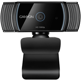 CANYON C5 1080P full HD 2.0Mega auto focus webcam with USB2.0 connector, 360 degree rotary view scope, built in MIC, IC Sunplus2281, Sensor OV2735, viewing angle 65°, cable length 2.0m, Black, 76.3x49.8x54mm, 0.106kg