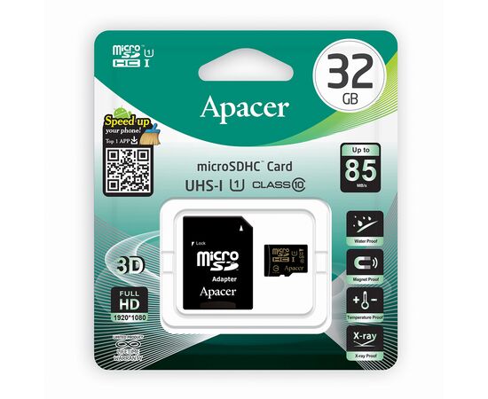 Карта памяти Apacer AP32GMCSH10U1-R 32GB + адаптер, изображение 2