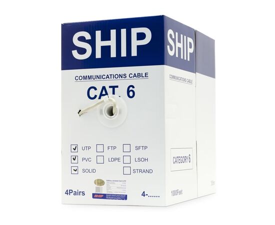 Кабель сетевой SHIP D165-P Cat.6 UTP 30В PVC, изображение 3