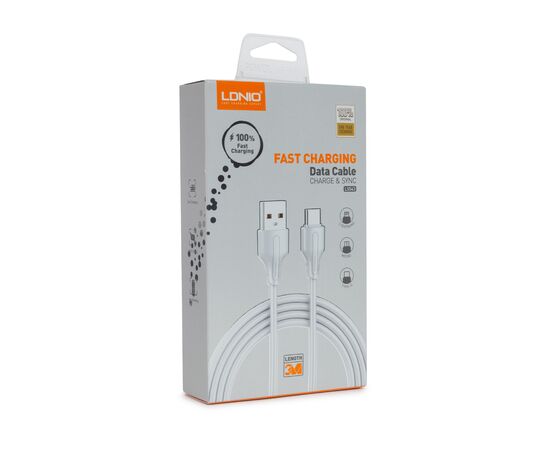 Интерфейсный кабель LDNIO Lightning LS543 2м/3м 2,1A Белый, изображение 3