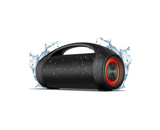 SVEN PS-370, черный, акустическая система 2.0, мощность 2х20Вт(RMS), Bluetooth, FM, USB, Водонепроницаемый (IPx5), подсветка, microSD, 2x3600mA*h