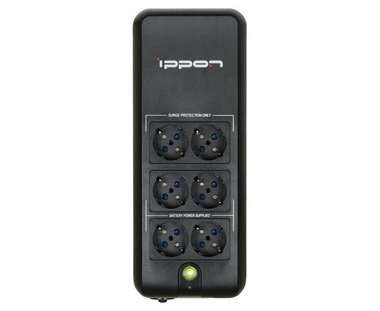 ИБП Ippon Back Verso 600, 600VA, 300Вт, AVR 170-270В, 4xEURO питание от батареи, 2xEURO режим сет. фильтра