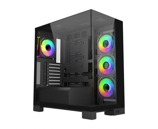 Кейс M540-BA, Panoramic ATX Mid Tower, ATX(BTF), M-ATX, Mini-ITX, USB3.0 x 2, Type-C, TG, Black