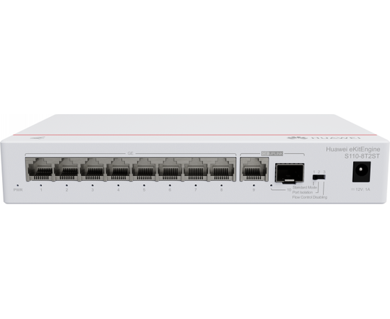 Коммутатор HUAWEI S110-8T2ST (8*10/100/1000BASE-T, 1*GE SFP combo 1*10/100/1000BASE-T port, 56V DC, desktop, fanless)