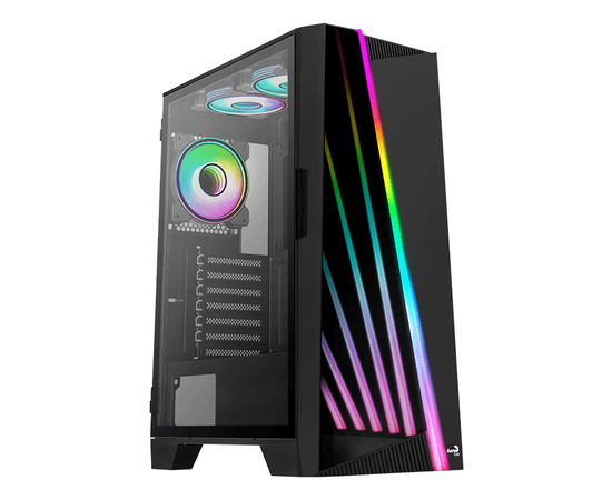 Компьютерный корпус Aerocool Mirage-G-BK-v2, ATX/Micro ATX, USB 2*3.0/1*2.0,HD-Audio+Mic, Кулер 3*12см ARGB, Без Б/П