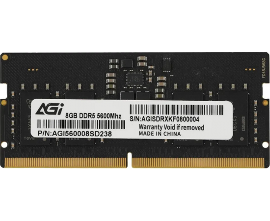 ОЗУ AGI SODIMM 8Gb DDR5, 5600MT/s, CL40, 1.1v, AGI560008SD238-ST