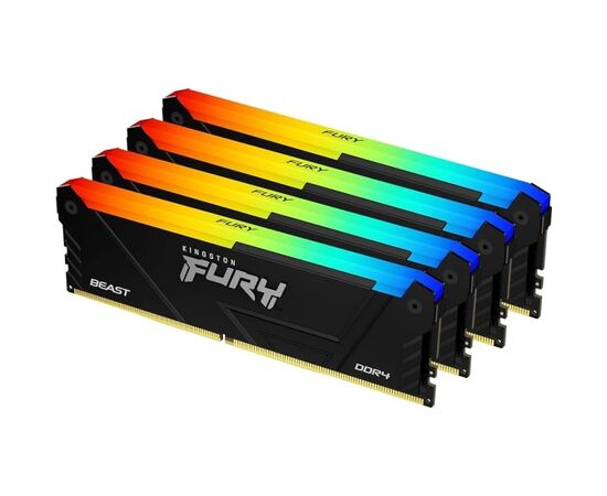 ОЗУ Kingston FURY Beast RGB 128Гб (32x4, )DIMM DDR4, 3600MT/s, CL18, 1.35В, KF436C18BB2AK4/128
