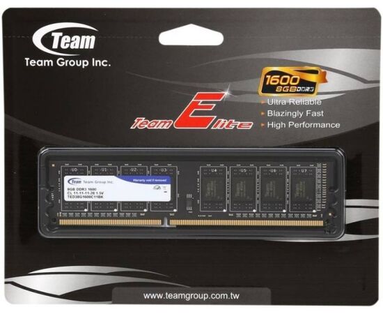 ОЗУ Team Group DDR3 8Gb/1600MHz, CL11-11-11-28, Black, TED38G1600C1101