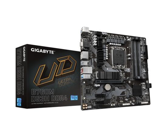 Сист.плата Gigabyte B760M DS3H 1.0, B760, 1700, 4xDIMM DDR5, PCI-E x16, 2xPCI-E x1, 2xM.2, 4xSATA, HDMI, 2xDP, D-Sub,BOX