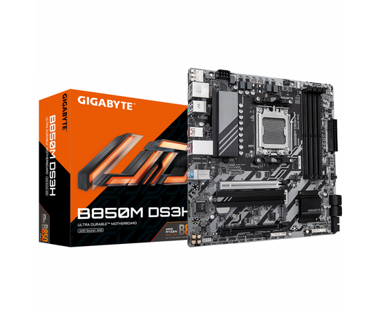 Сист.плата Gigabyte B850M DS3H 1.0, B850, AM5, 4xDDR5, 2xPCI-E x16, M2, SATA, 2xDP, HDMI, BOX