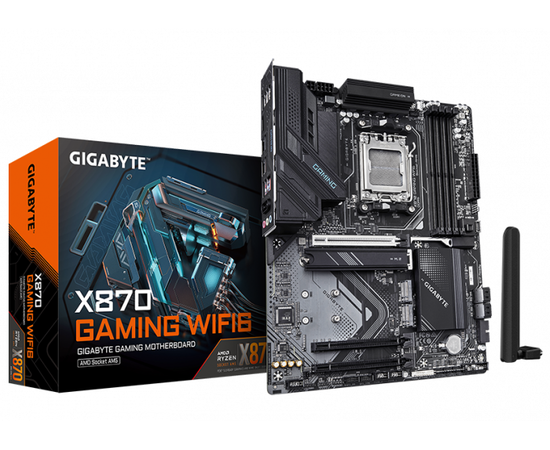Сист.плата Gigabyte X870 GAMING WF6 1.0, X870, AM5, 4xDIMM DDR5, 3xPCI-E x16, 3xM.2, 4xSATA, HDMI, 2xUSB4, WIFI6, BOX