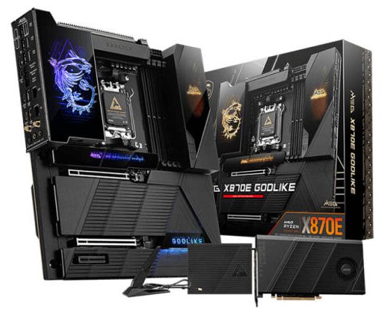 Сист.плата MSI MEG X870E GODLIKE, X870E, AM5, 4xDDR5, 2xPCI-E x16, PCI-E x4, M2, SATA, Thunderbolt, 10Gb NIC, WIFI7, BOX