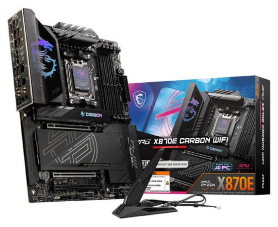Сист.плата MSI MPG X870E CARBON WIFI, X870E, AM5, 4xDDR5, 3xPCI-E x16, M2, SATA, Thunderbolt, HDMI, WIFI7, BOX
