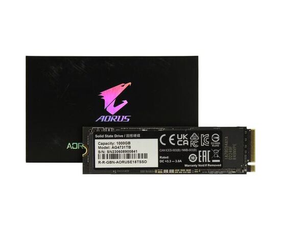 Твердотельный накопитель Gigabyte AORUS Gen4 7300, AG4731TB, 1Tb, Read Up to 7300/Write Up To 6000, M.2 2280