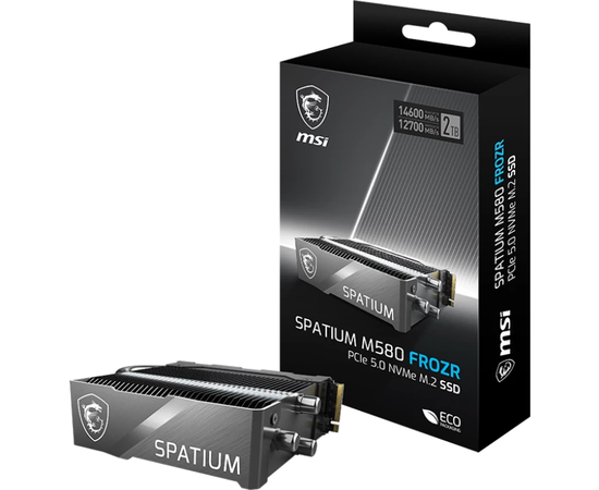 Твердотельный накопитель MSI SPATIUM M580 PCIe 5.0 NVMe M.2 2TB FROZR, Read 14600mb/s, Write 12700mb/s, Retail