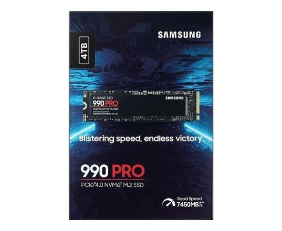 Твердотельный накопитель Samsung 990 PRO, 4Tb, M2 NVMe 2280, PCI-E 4.0, Read 7450, Write 6900, MZ-V9P4T0BW