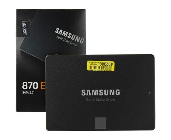 Твердотельный накопитель SSD Samsung 870 EVO, MZ-77E500BW, 500 ГБ, 2.5" SATA III, чтение: 560 МБ/с, запись: 530 МБ/с,TLC