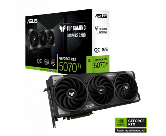 Видеокарта ASUS TUF-RTX5070TI-O16G-GAMING, RTX 5070Ti, 16G OC GDDR7, 256bit, HDMI, DP, BOX