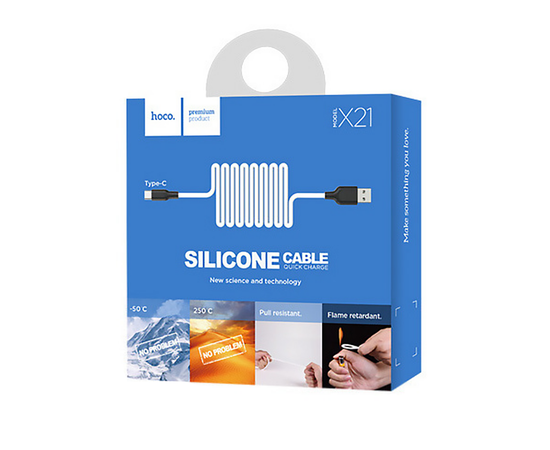 Кабель Type-C Hoco X21 Silicone 1м White