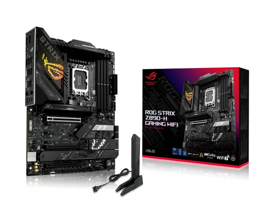 Сист.плата ASUS ROG STRIX Z890-H GAMING WIFI, Z890, 1851, 4xDDR5, 3xPCI-E x16, 4xM2, SATA, DP, HDMI, Wi-Fi 7, BOX