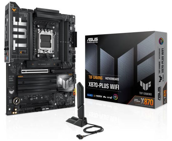 Сист. плата ASUS TUF GAMING X870-PLUS WIFI,X870E,AM5,4xDIMM DDR5,2xPCI-E x16,4xM.2,2xSATA,HDMI,WIFI7,BOX