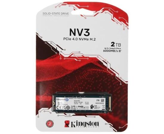 Твердотельный накопитель Kingston NV3, 2000Gb, M2 NVMe PCIe Gen4, Read/write 6000/5000Mb.s SNV3S/2000G