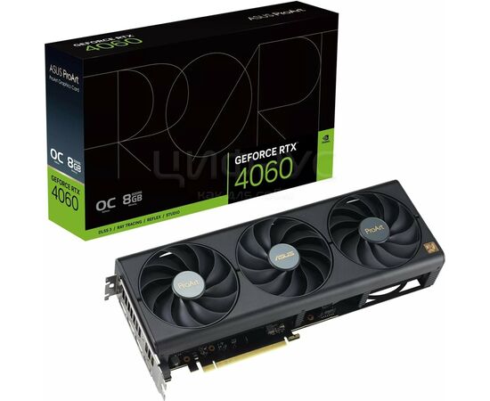 Видеокарта ASUS PROART-RTX4060-O8G, 8Gb GDDR6/128-bit, 3072 CUDA, PCI E 4.0, HDMI, DisplayPort, BOX