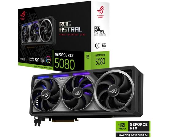 Видеокарта ASUS ROG-ASTRAL-RTX5080-O16G-GAMING, RTX 5080, 16G OC GDDR7, 256bit, HDMI, DP, BOX