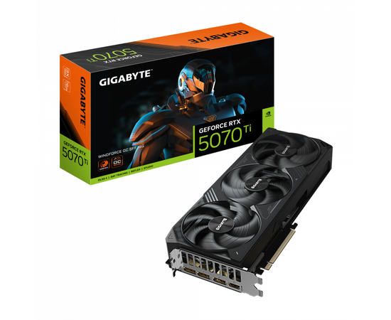 Видеокарта Gigabyte GV-N507TWF3OC-16GD, RTX 5070Ti Windforce OC, 16G GDDR7, 256bit, HDMI, DP, BOX
