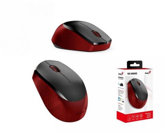 Беспроводная оптическая мышь Genius NX-8000S, 2.4GHz Wireless Silent Mouse , AA x 1, 31030025401, Red