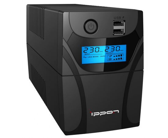 ИБП Ippon Back Power Pro II 500, 500VA, 300ВТ, AVR 162-290В, 4хС13, управление по USB, RJ-45, LCD, без кабелей