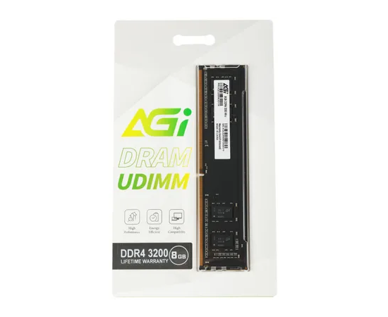 ОЗУ AGI DIMM DDR4, 8G, 3200MHz, CL22, 1.2v, AGI320008UD138-ST