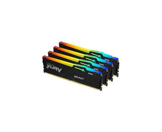 ОЗУ DIMM DDR5 Kingston FURY Beast Black RGB 128Gb(32Gbx4)5600MT/s,2RX8,CL40-40-40,1.25V,288-pin,16Gbit,KF556C40BBAK4-128