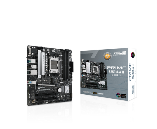 Сист.плата ASUS PRIME B650M-A II-CSM , B650, AM5, 4xDDR5, 3xPCI-E x16, M2, SATA, HDMI, D-Sub, DP, BOX