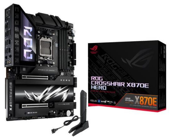 Сист. плата ASUS ROG CROSSHAIR X870E HERO,X870E,AM5,4xDIMM DDR5,2xPCI-E x16 ,5xM.2,4xSATA,HDMI,WIFI7,BOX
