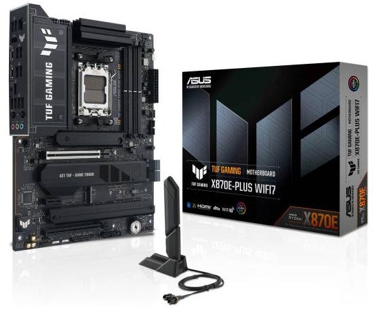 Сист.плата ASUS TUF GAMING X870E-PLUS WIFI7, X870E, AM5, 4xDDR5, 2xPCI-E x16, PCI-E x1, M2, SATA, HDMI,  2xUSB 40Gbps
