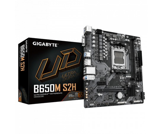 Сист.плата Gigabyte B650M S2H, B650, 4xDDR5, PCI-E4 x16, 1xPCI-E x1, 1xM.2, 4xSATA, HDMI, LAN1GbE, BOX