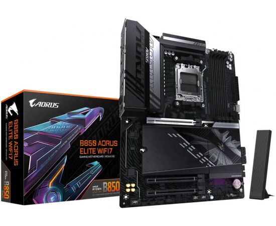 Сист.плата Gigabyte B850 A ELITE WF7, B850, 4xDDR5, PCI-E5 x16, 3xM.2, SATA6, HDMI, DPx2, Wi-Fi7, LAN2.5GbE, BOX