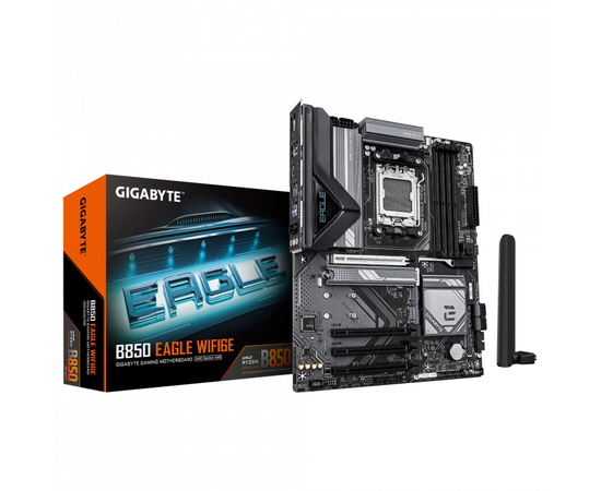 Сист.плата Gigabyte B850 EAGLE WIFI6E, AM5, 4xDDR5, PCI-E5 x16, 3xM.2, SATA6, HDMI, DPx2, Wi-Fi6E, LAN1GbE, BOX