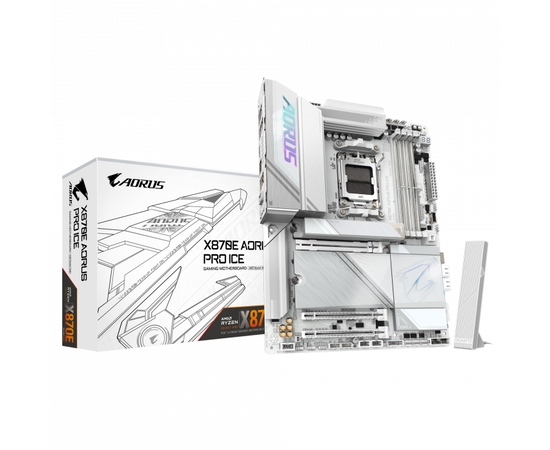 Сист.плата Gigabyte X870E AORUS PRO, AM5, 4xDDR5, PCI-E5 x16, 3xM.2, SATA6, HDMI, DPx3, Wi-Fi6E, LAN2.5GbE, BOX