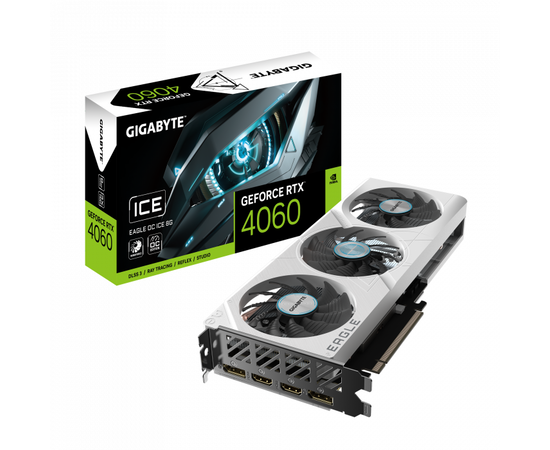 Видеокарта Gigabyte GV-N5060EAGLEOC ICE-8GD 1.0  1.0, 8Gb GDDR7, 128 Bit, HDMI, DP, WHITE, BOX