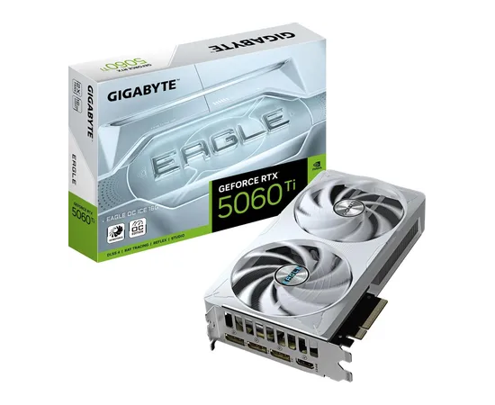 Видеокарта Gigabyte GV-N506TEAGLEOC ICE-16GD, 16GB GDDR7, 128 Bit,  HDMI, DP, WHITE, BOX